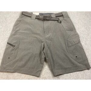 Denali Mens Stretch Hybrid Cargo Shorts Heather Grey 32 Belted Quick Dry NWT
